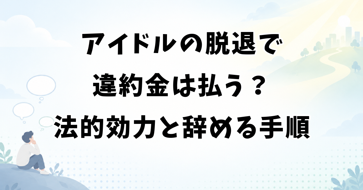アイドルの脱退で違約金は払う？法的効力と払わずに辞める手順