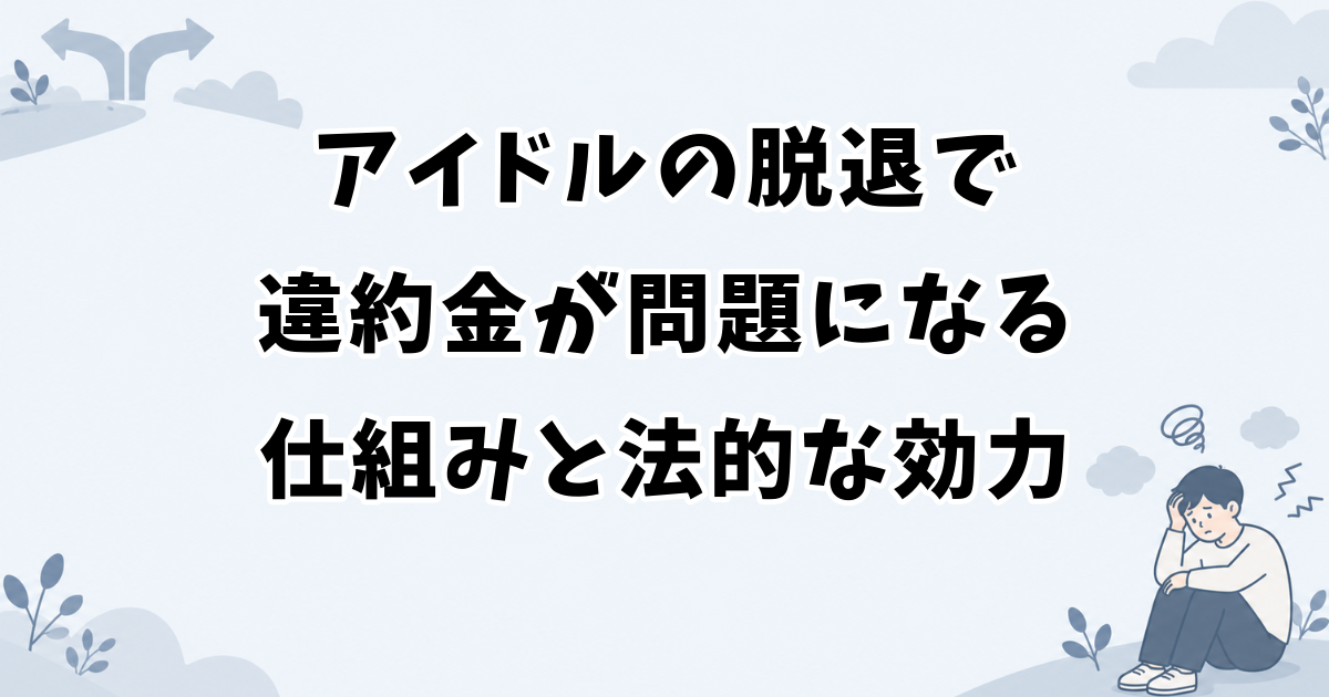 アイドルの脱退で違約金が問題になる仕組みと法的な効力