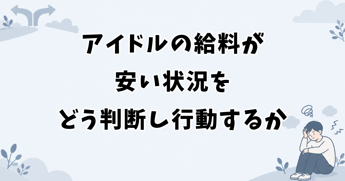 アイドルの給料が安い状況をどう判断し行動するか