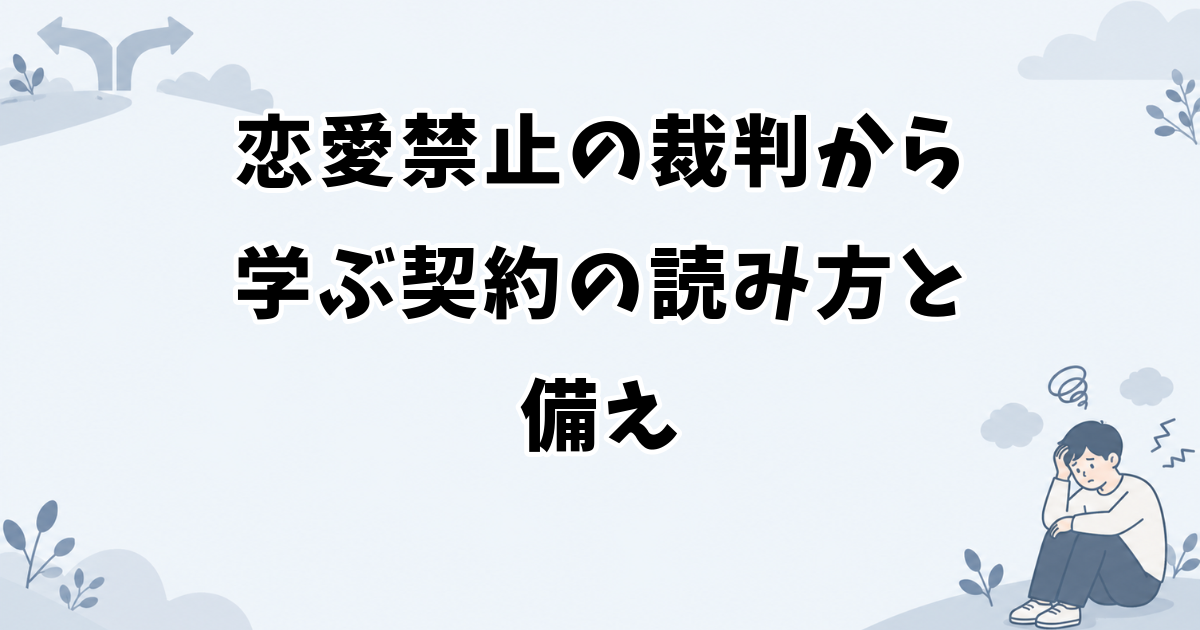 アイドルの恋愛禁止の裁判から学ぶ契約の読み方と備え